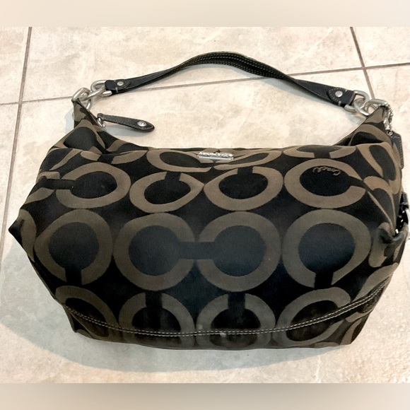 Coach Madison Op Art Satin Hailey Brown Shoulder Bag 14337 - Picture 6 of 7